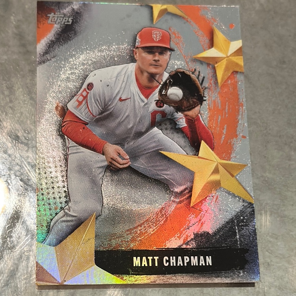 Topps Baseball Card with Orange and Silver Highlights
